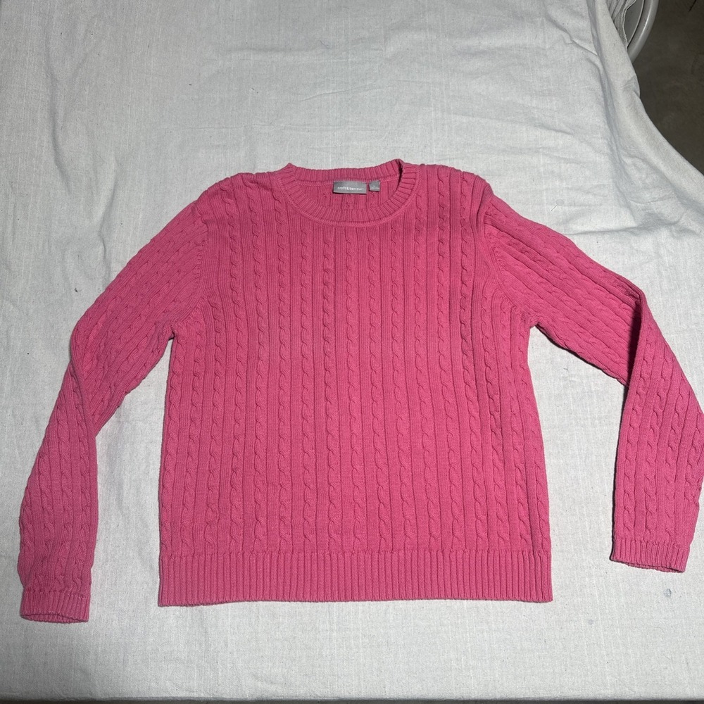 Croft & Barrow Women's Sweater Crew Neck Cable Knit Size Large